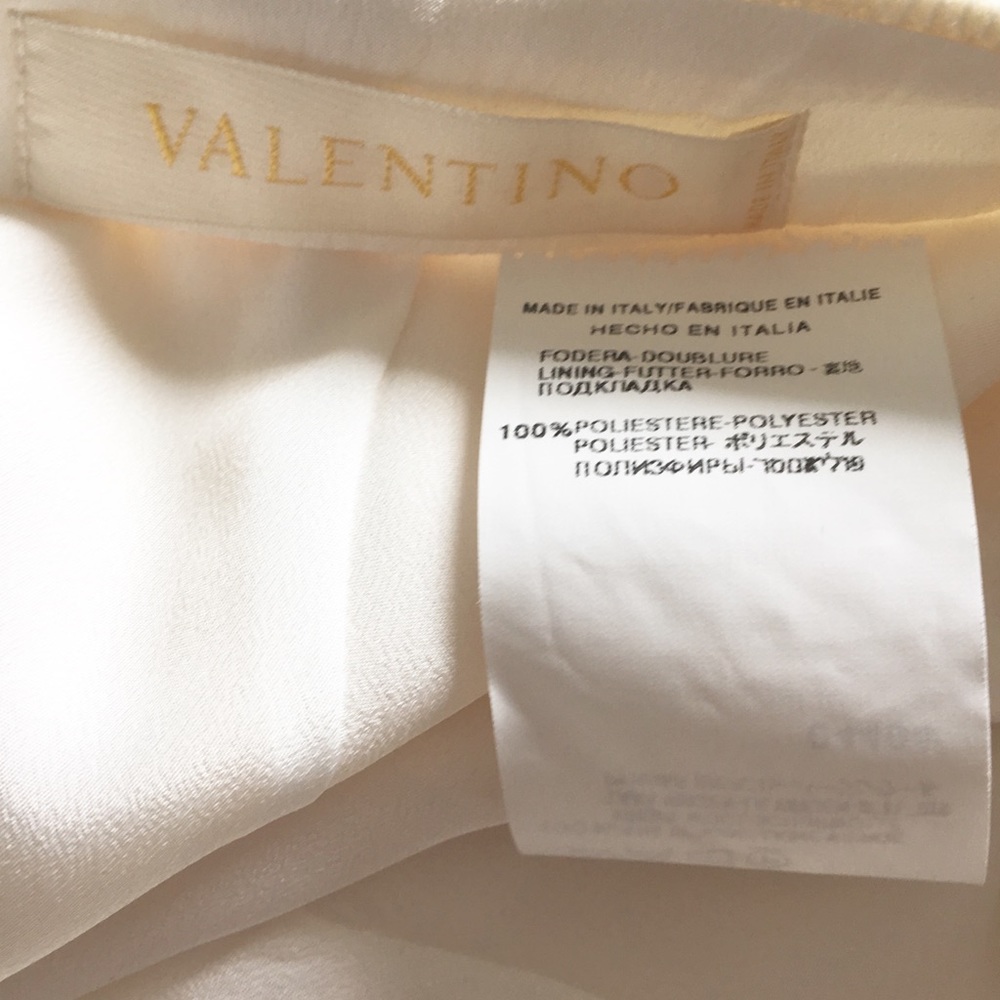 Valentino 𑁍 Rose Lace Wool Pencil Back Slit Knee Length Skirt 𑁍 Winter White 4 - Picture 10 of 16